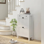  Shoe Cabinet, Freestanding Shoe Storage Cabinet Organizer with 2 Flip Drawers, Adjustable Shelves