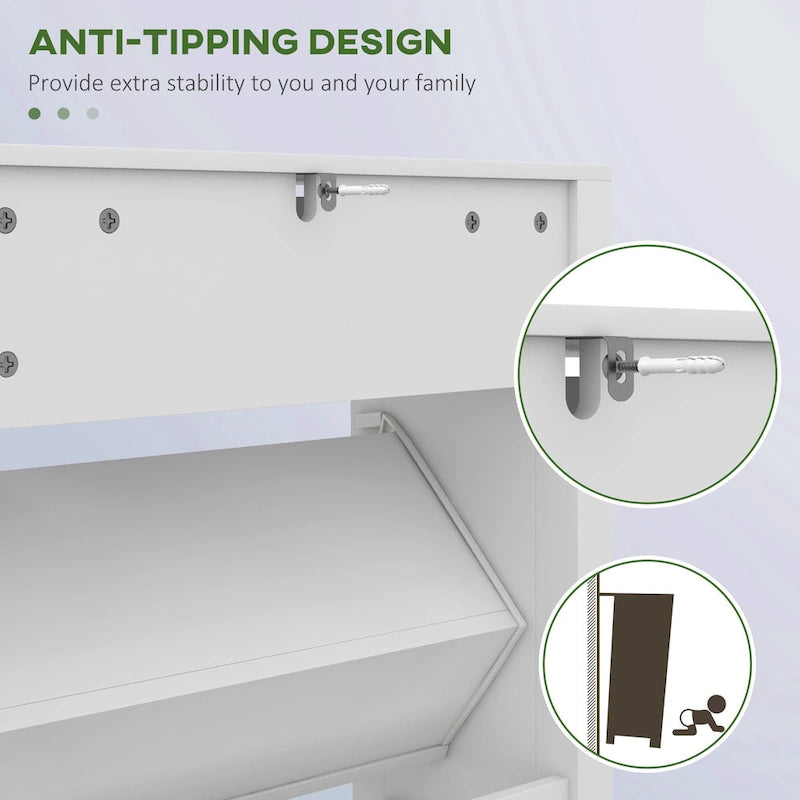 HOMCOM Shoe Cabinet, Freestanding Shoe Storage Cabinet Organizer with 2 Flip Drawers, Adjustable Shelves