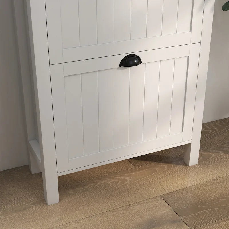 HOMCOM Shoe Cabinet, Freestanding Shoe Storage Cabinet Organizer with 2 Flip Drawers, Adjustable Shelves