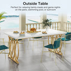 Modern Dining Table for 4-6 People, 63 Large Kitchen Table with Faux Marble Tabletop