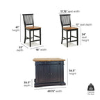Distressed Oak 3-Piece Kitchen Island and Barstools Kitchen Set by Homestyles