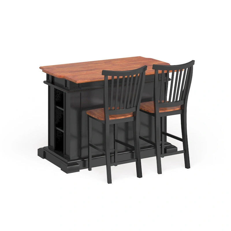 Distressed Oak 3-Piece Kitchen Island and Barstools Kitchen Set by Homestyles