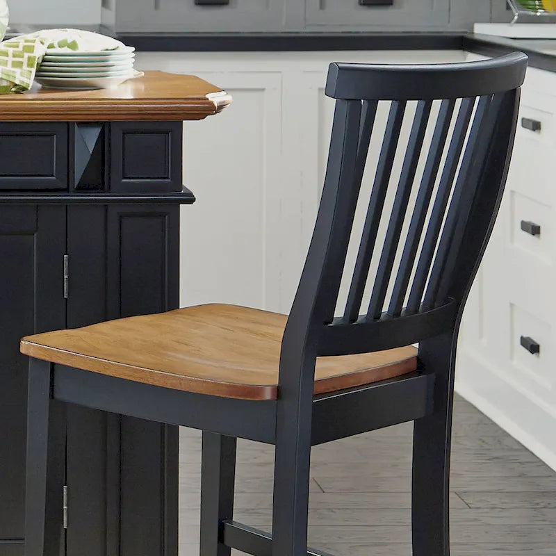 Distressed Oak 3-Piece Kitchen Island and Barstools Kitchen Set by Homestyles