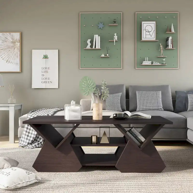 Fore Modern Espresso 47-inch 4-Shelf Coffee Table by
