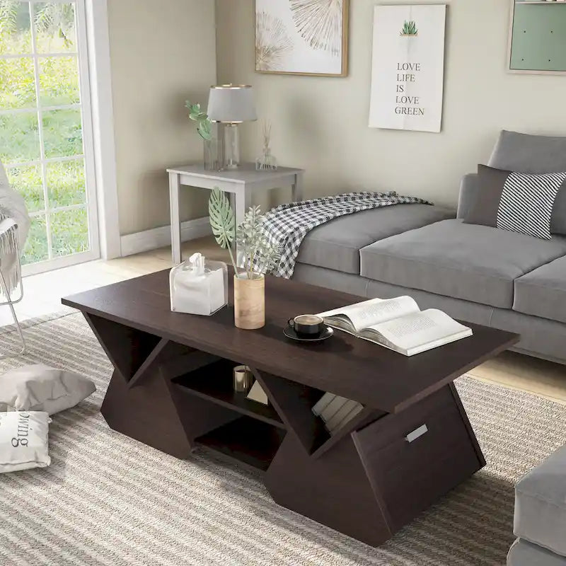 Fore Modern Espresso 47-inch 4-Shelf Coffee Table by