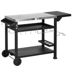 Outsunny Three-Shelf Outdoor Grill Cart with Foldable Side Table, 46 x 21.75 Multifunctional Stainless Steel Pizza Oven Stand