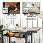 Outsunny Three-Shelf Outdoor Grill Cart with Foldable Side Table, 46 x 21.75 Multifunctional Stainless Steel Pizza Oven Stand