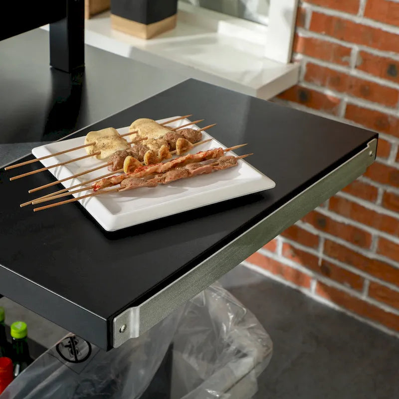 Outsunny Three-Shelf Outdoor Grill Cart with Foldable Side Table, 46 x 21.75 Multifunctional Stainless Steel Pizza Oven Stand