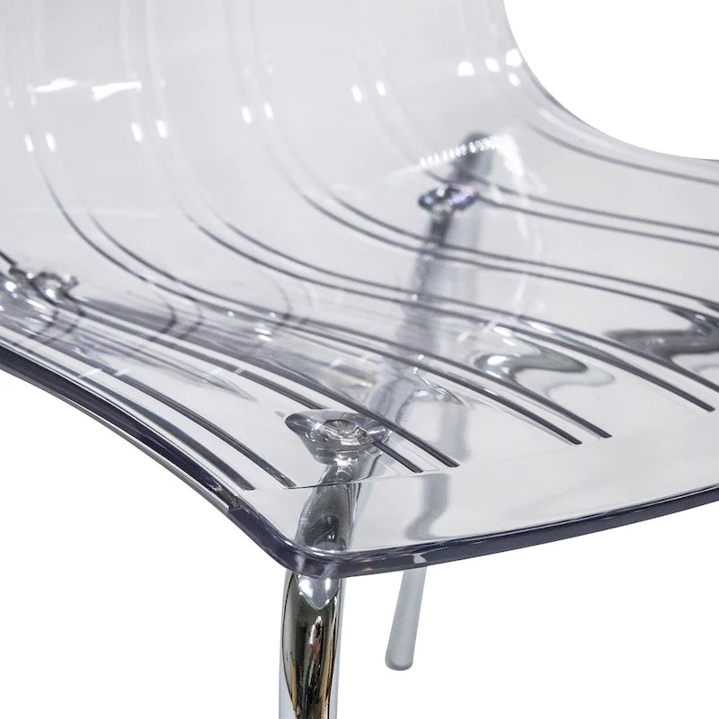 Ralph Acrylic Plastic Dining Chair Chrome Metal Legs Modern Transparent Accent Side Chair for Dining Room & Kitchen