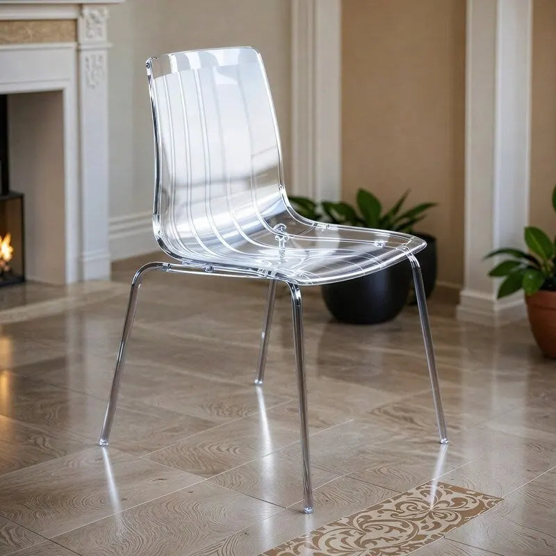 Ralph Acrylic Plastic Dining Chair Chrome Metal Legs Modern Transparent Accent Side Chair for Dining Room & Kitchen