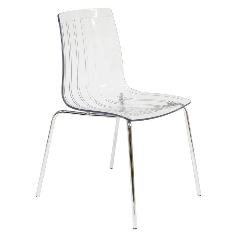 Ralph Acrylic Plastic Dining Chair Chrome Metal Legs Modern Transparent Accent Side Chair for Dining Room & Kitchen