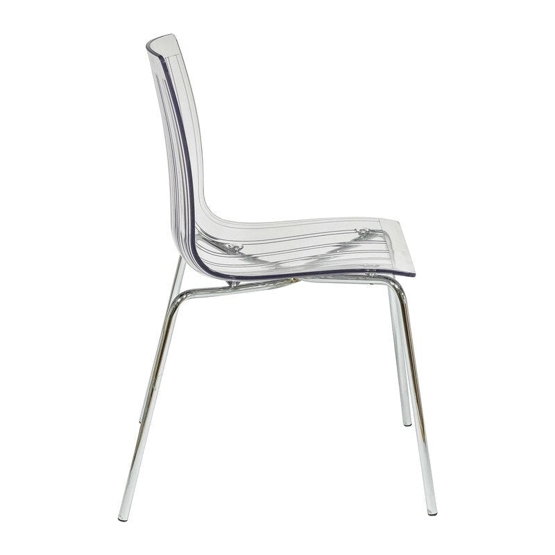 Ralph Acrylic Plastic Dining Chair Chrome Metal Legs Modern Transparent Accent Side Chair for Dining Room & Kitchen