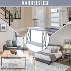 HomCom 2-Tier Bench Sofa Console Table with Underneath Storage Shelf for the Entryway, Living Room, & Hallway