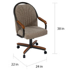 Casual Dining Barell Swivel and Tilt Rolling Dining Chair - 38Hx221/2Wx22D - 38Hx24Wx22D