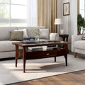 Genoas Traditional Walnut 44-inch 1-Drawer Glass Coffee Table by 