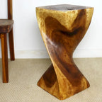 Haussmann Single Twist Stool Table 12 in SQ x 24 in H Walnut Oil - 12 x 12 x 24