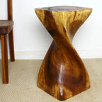 Haussmann Single Twist Stool Table 12 in SQ x 24 in H Walnut Oil - 12 x 12 x 24