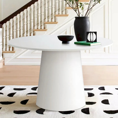 46 White Round Pedestal Dining Table