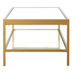 HomeRoots Clear And Gold Glass And Steel Coffee Table With Shelf - 54 X 17 X 24