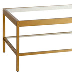 HomeRoots Clear And Gold Glass And Steel Coffee Table With Shelf - 54 X 17 X 24