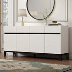 Buffet Sideboard Combo Chest Console Table White/Black 4 Door 4 Drawer
