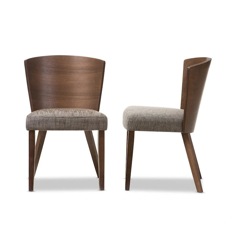 Mid Century Fabric and Wood Dining Chair 2-piece Set by