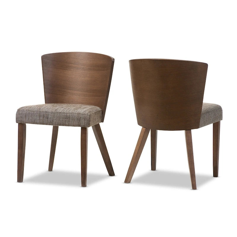 Mid Century Fabric and Wood Dining Chair 2-piece Set by