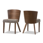 Mid Century Fabric and Wood Dining Chair 2-piece Set by
