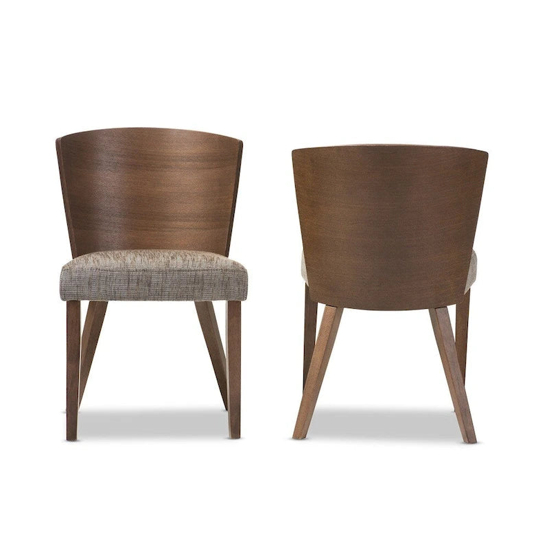 Mid Century Fabric and Wood Dining Chair 2-piece Set by