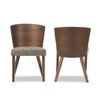 Mid Century Fabric and Wood Dining Chair 2-piece Set by