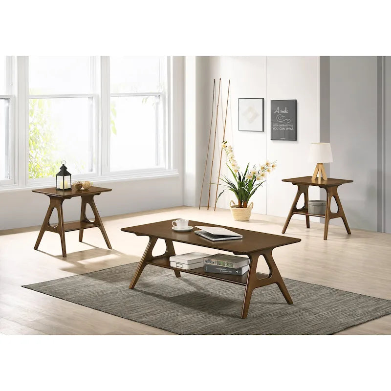 Arona Mid-Century Modern Wood 3-Piece Coffee Table Set