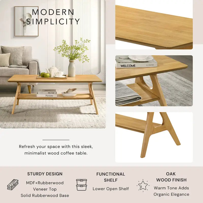 Arona Mid-Century Modern Wood 3-Piece Coffee Table Set