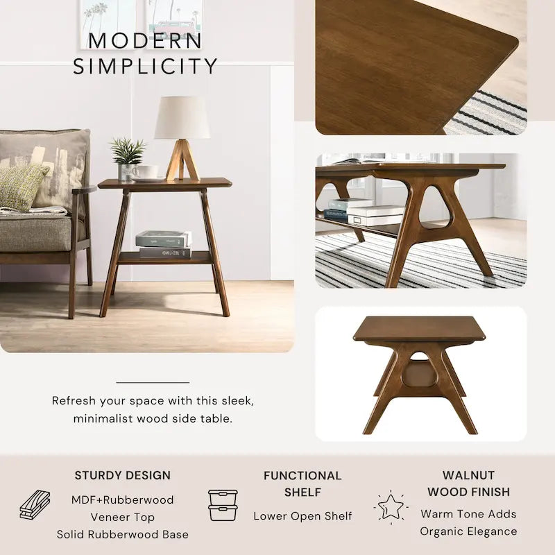 Arona Mid-Century Modern Wood 3-Piece Coffee Table Set