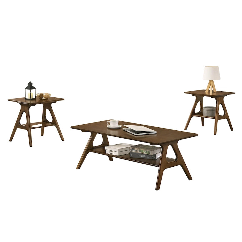 Arona Mid-Century Modern Wood 3-Piece Coffee Table Set