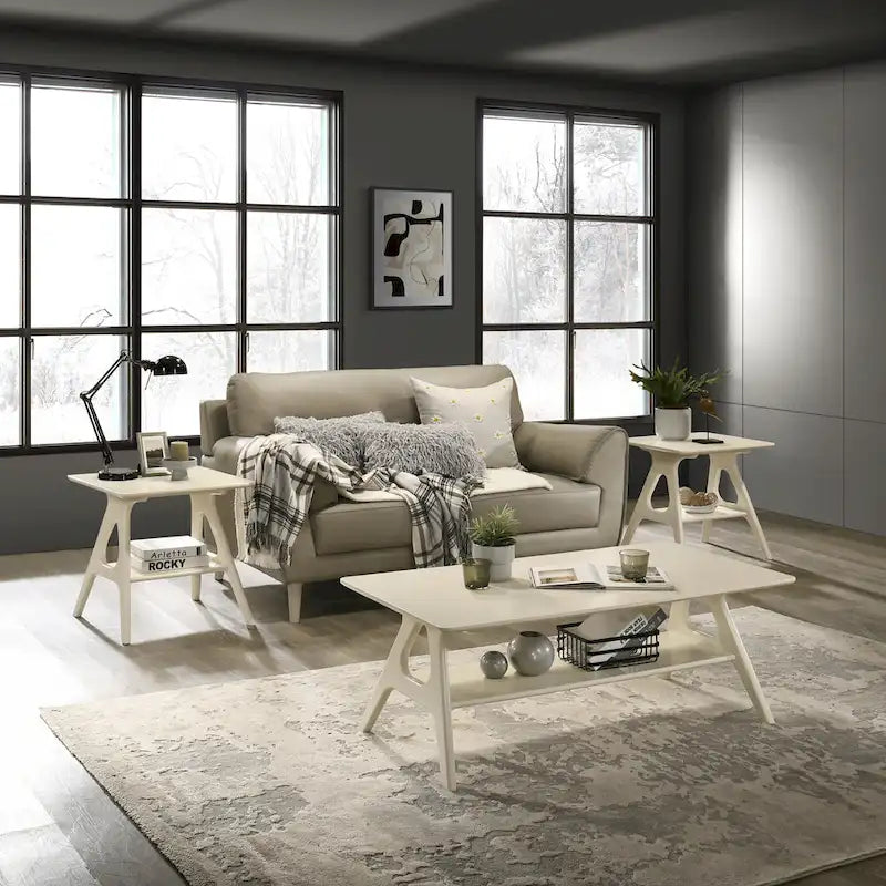 Arona Mid-Century Modern Wood 3-Piece Coffee Table Set