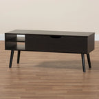 Roden Modern Two-Tone Black and Espresso Brown Finished Wood Coffee Table with Lift-Top Storage Compartment