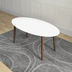 Rivoli Mid Century Modern Solid Wood Oval Dining Table in White - 67 inches