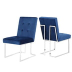 Home Beyond Velvet Upholstered Dining Side Chairs Set of 2, Navy Blue