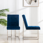 Home Beyond Velvet Upholstered Dining Side Chairs Set of 2, Navy Blue