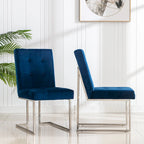 Home Beyond Velvet Upholstered Dining Side Chairs Set of 2, Navy Blue