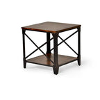 Brown Distressed Wood & Iron Square End Table - 24 - Rustic Industrial