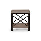 Brown Distressed Wood & Iron Square End Table - 24 - Rustic Industrial