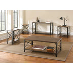 Brown Distressed Wood & Iron Square End Table - 24 - Rustic Industrial