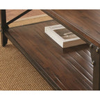 Brown Distressed Wood & Iron Square End Table - 24 - Rustic Industrial