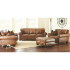 Steve Silver Sanremo Top Grain Leather Loveseat with Two Pillows