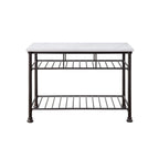 Kitchen Island with Marble Top in White and Gray