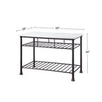 Kitchen Island with Marble Top in White and Gray