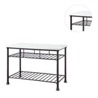 Kitchen Island with Marble Top in White and Gray