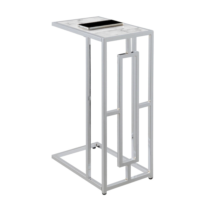 Convenience Concepts Town Square Chrome Faux Marble C End Table