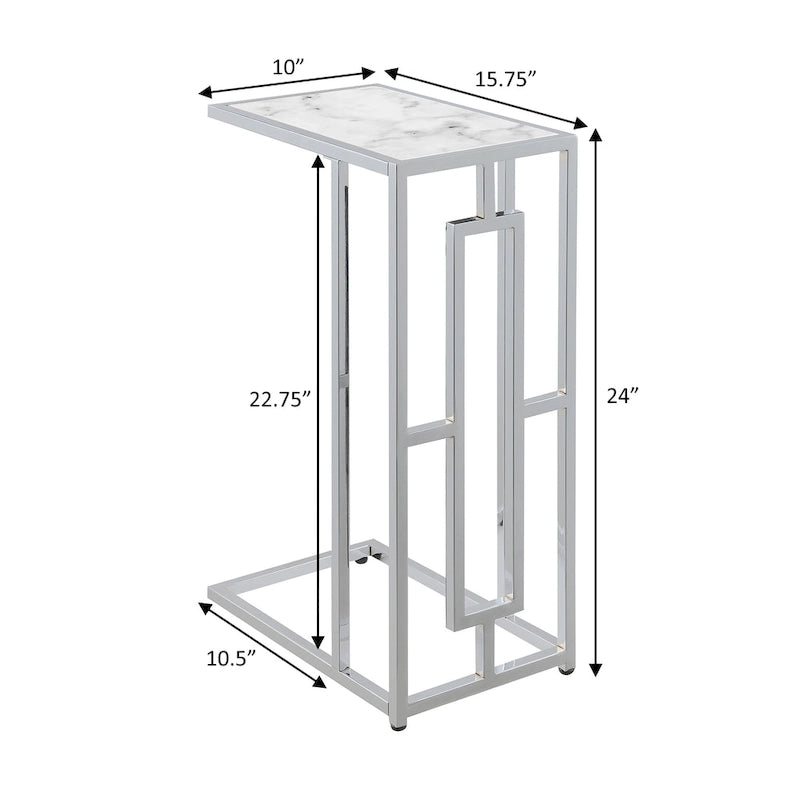 Convenience Concepts Town Square Chrome Faux Marble C End Table